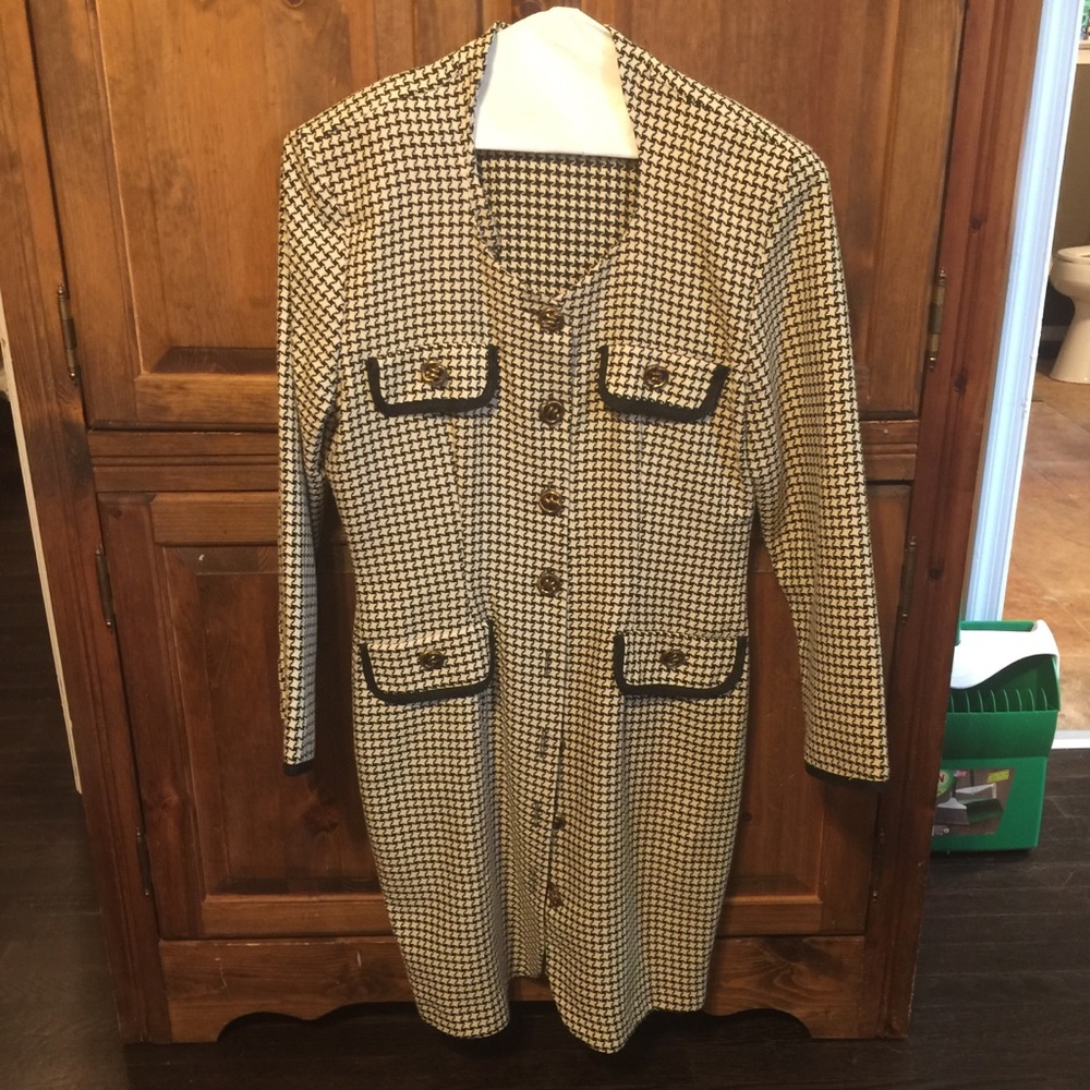 La Belle Vintage Houndstooth Button Down Dress
